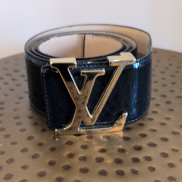 Louis Vuitton Black Belt with Gold LV Buckle main image 3